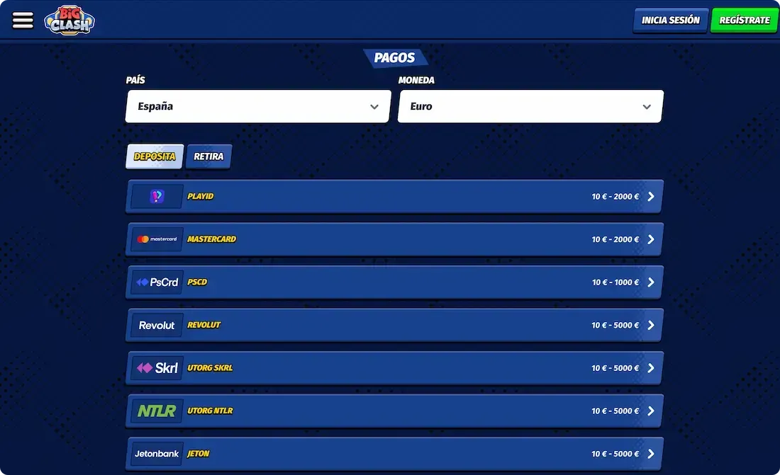 pagos del casino bigclash